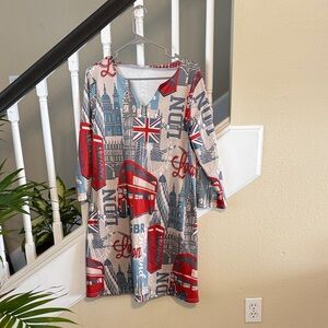 London Themed Dress with Red and Blue Accents